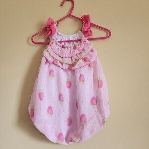 Baby Essentials - Pink Strawberry Print Baby Girl Romper Size 6 Months